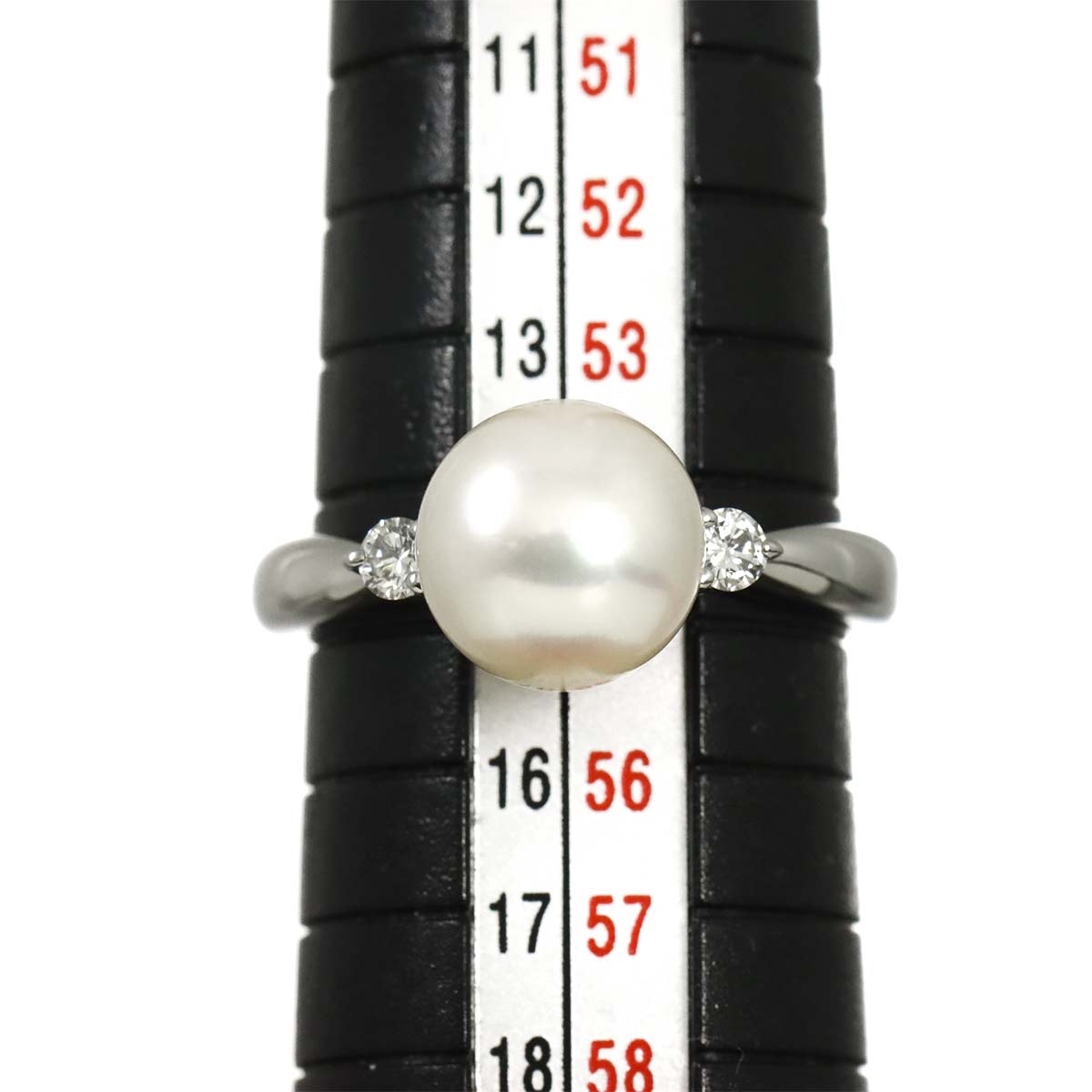 Akoya Pearl 9.0mm Diamond 0.12ct Ring Pt size7.25(US)