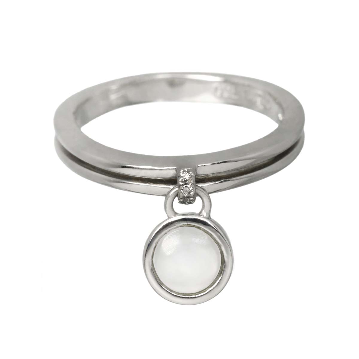 Onyx MOP Diamond Ring K18 White Gold 750 Size7.5(US)