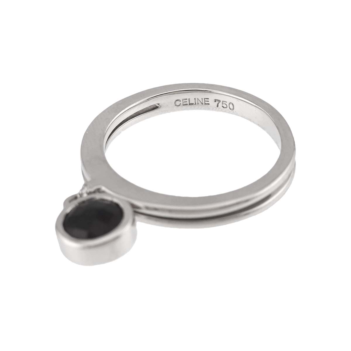Onyx MOP Diamond Ring K18 White Gold 750 Size7.5(US)