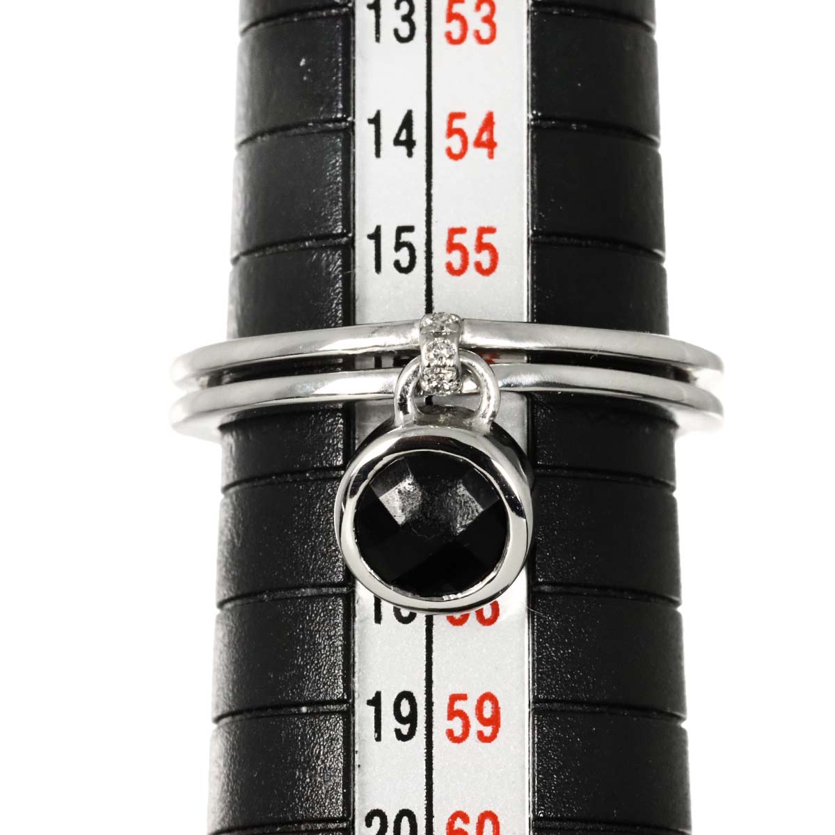 Onyx MOP Diamond Ring K18 White Gold 750 Size7.5(US)