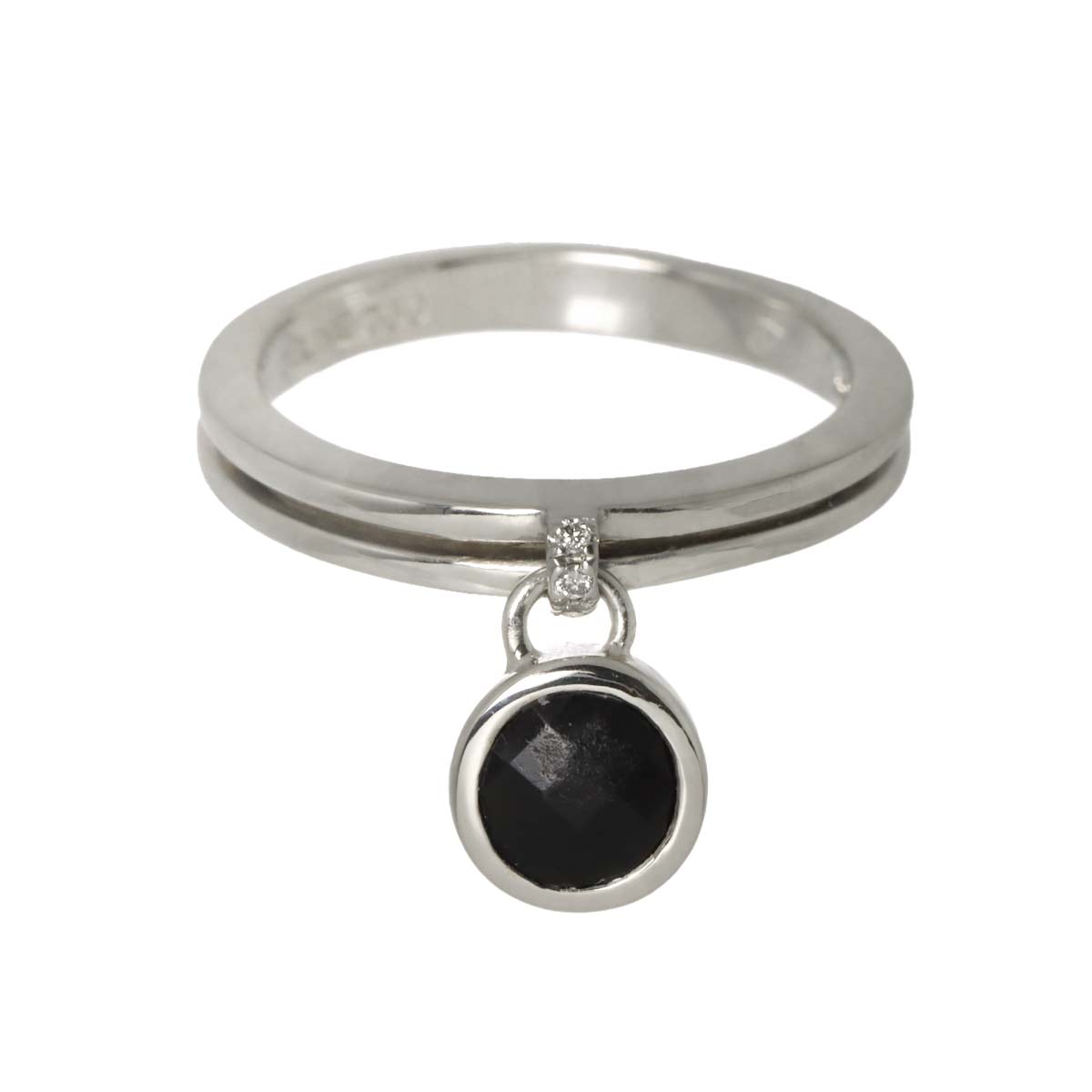 Onyx MOP Diamond Ring K18 White Gold 750 Size7.5(US)