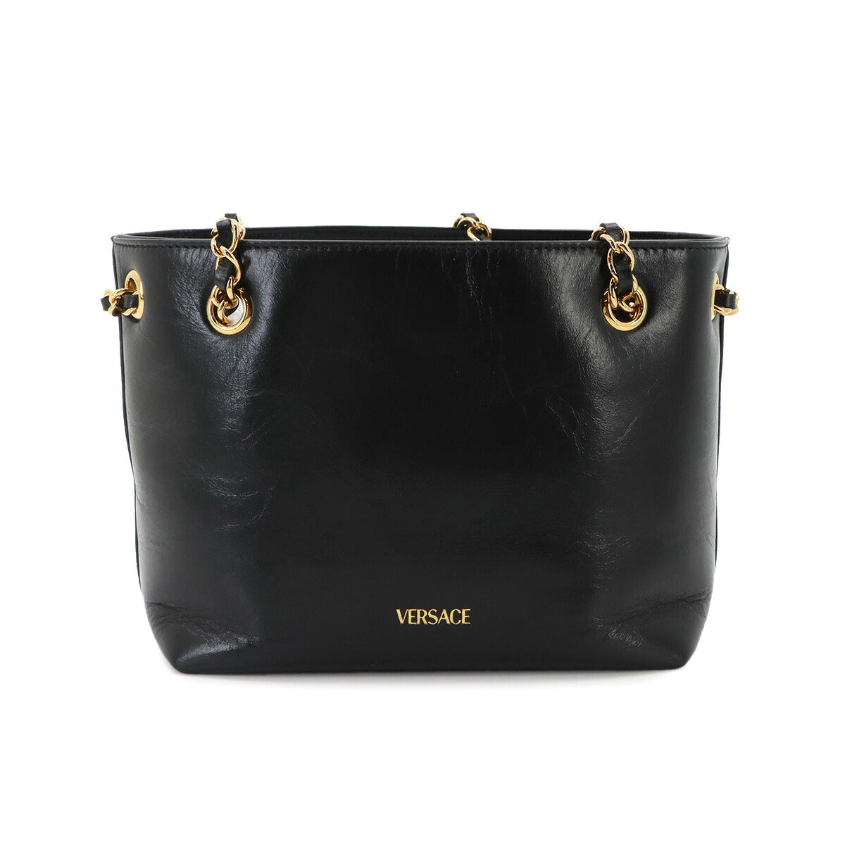 Medusa Small Chain Shoulder Bag Leather Black Purse