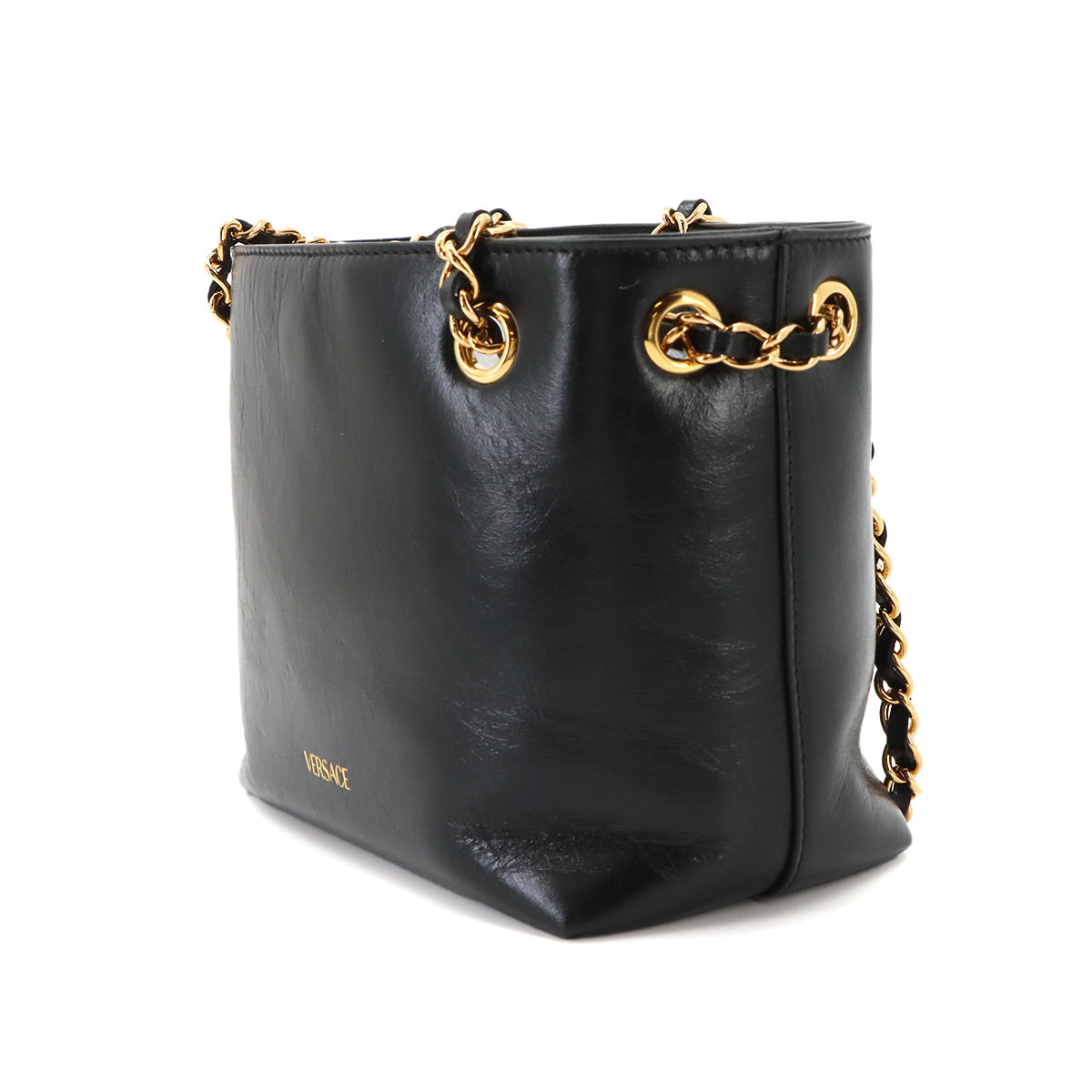 Medusa Small Chain Shoulder Bag Leather Black Purse