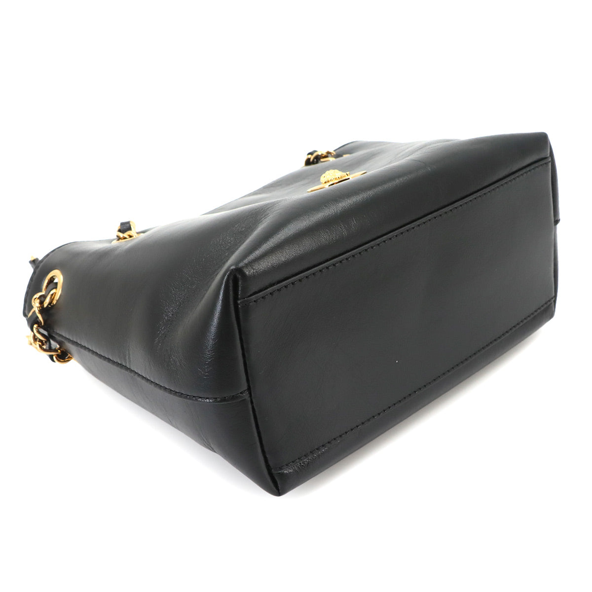 Medusa Small Chain Shoulder Bag Leather Black Purse
