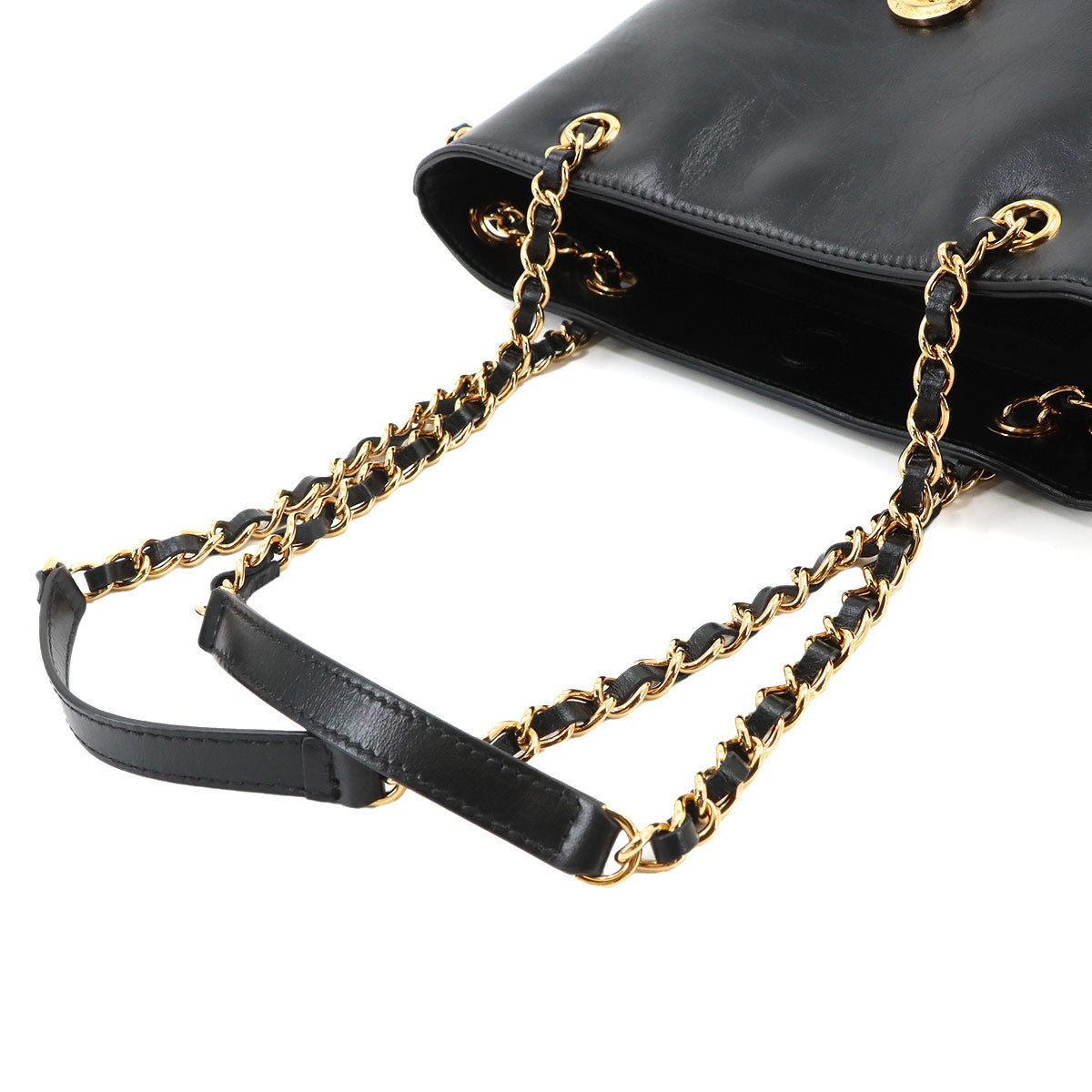 Medusa Small Chain Shoulder Bag Leather Black Purse