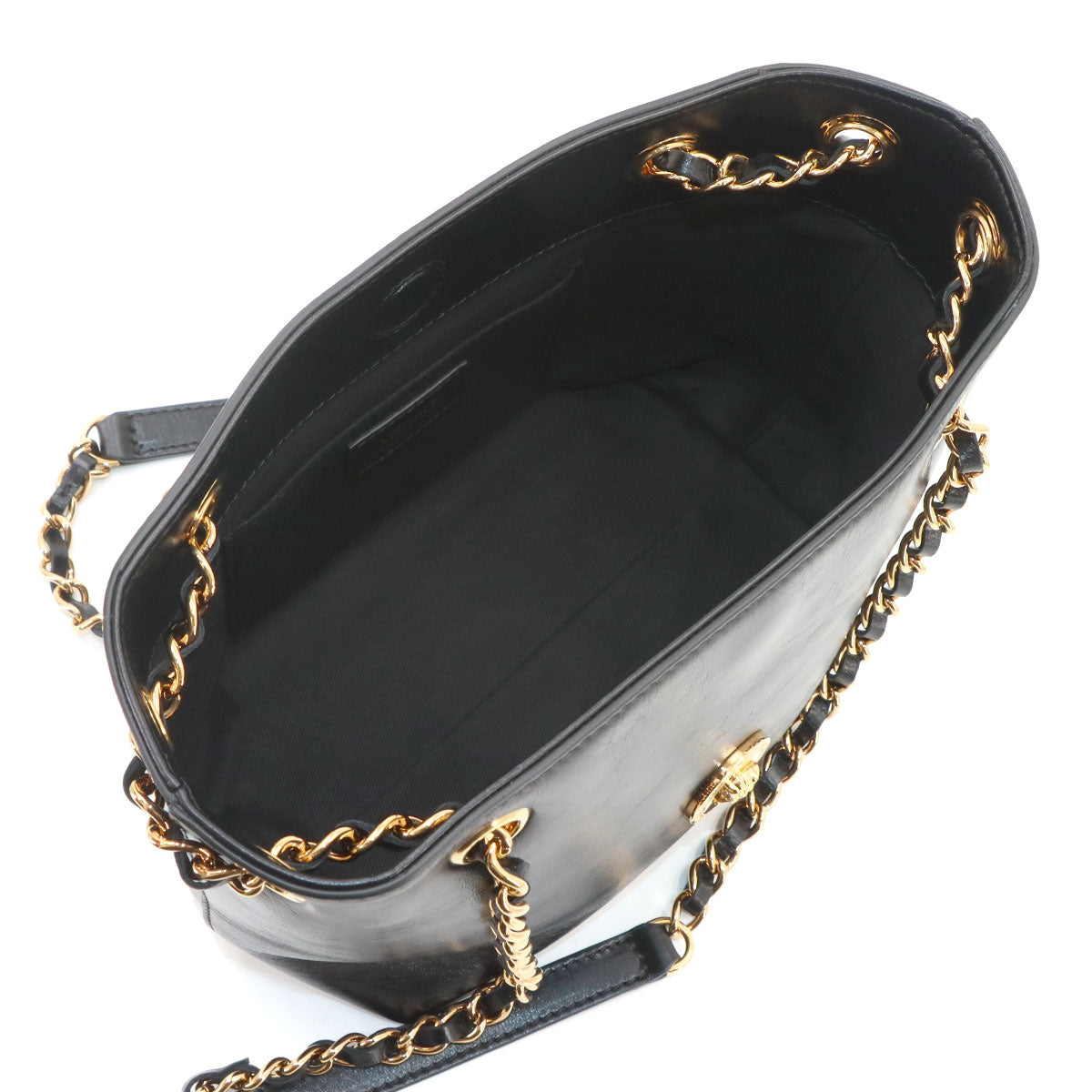 Medusa Small Chain Shoulder Bag Leather Black Purse