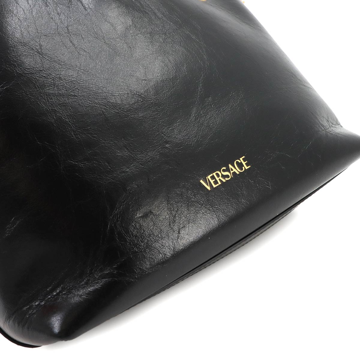 Medusa Small Chain Shoulder Bag Leather Black Purse