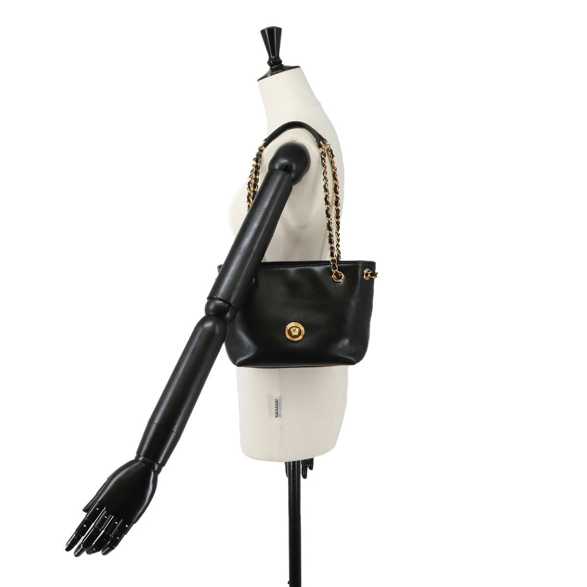 Medusa Small Chain Shoulder Bag Leather Black Purse