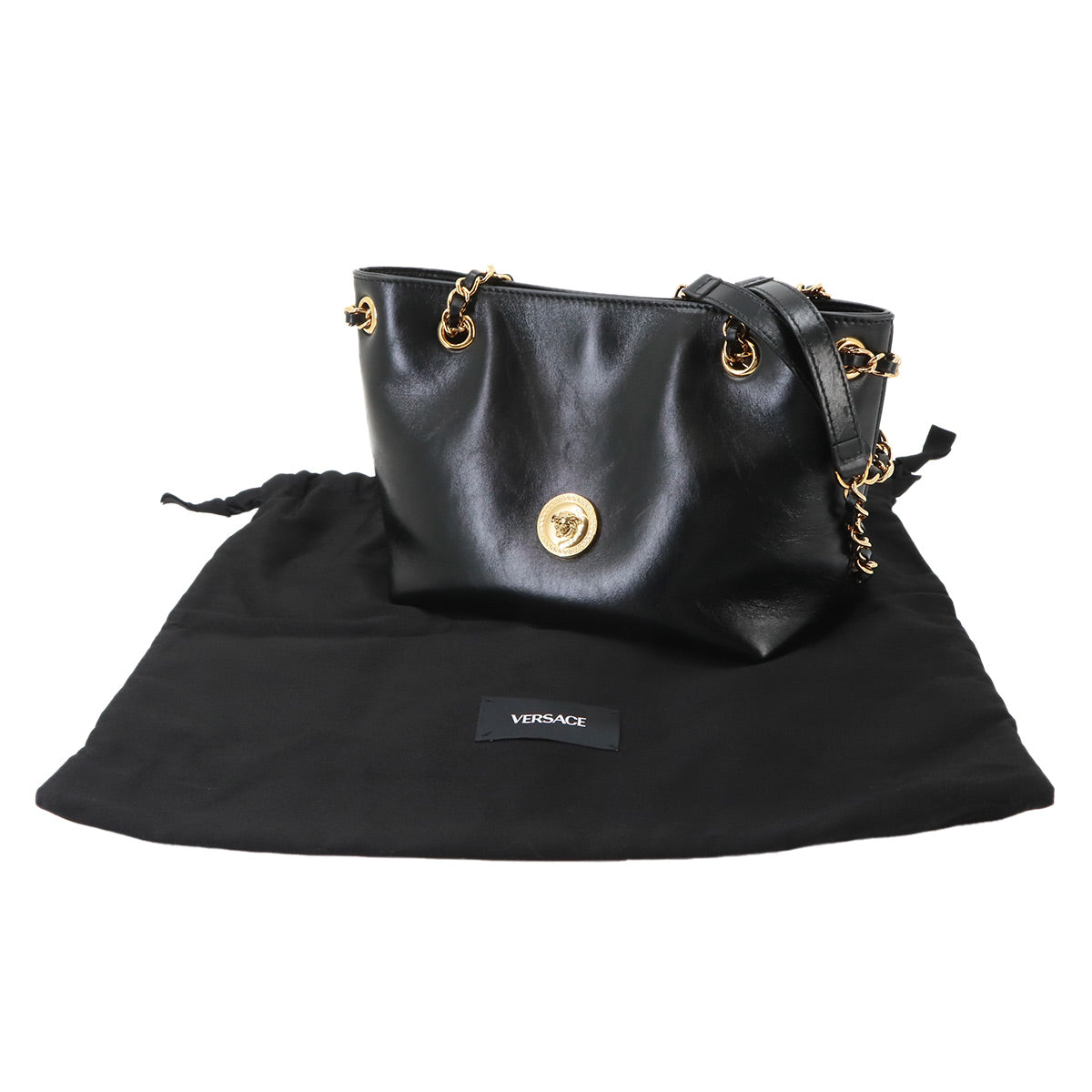 Medusa Small Chain shoulder Bag Leather Black Purse