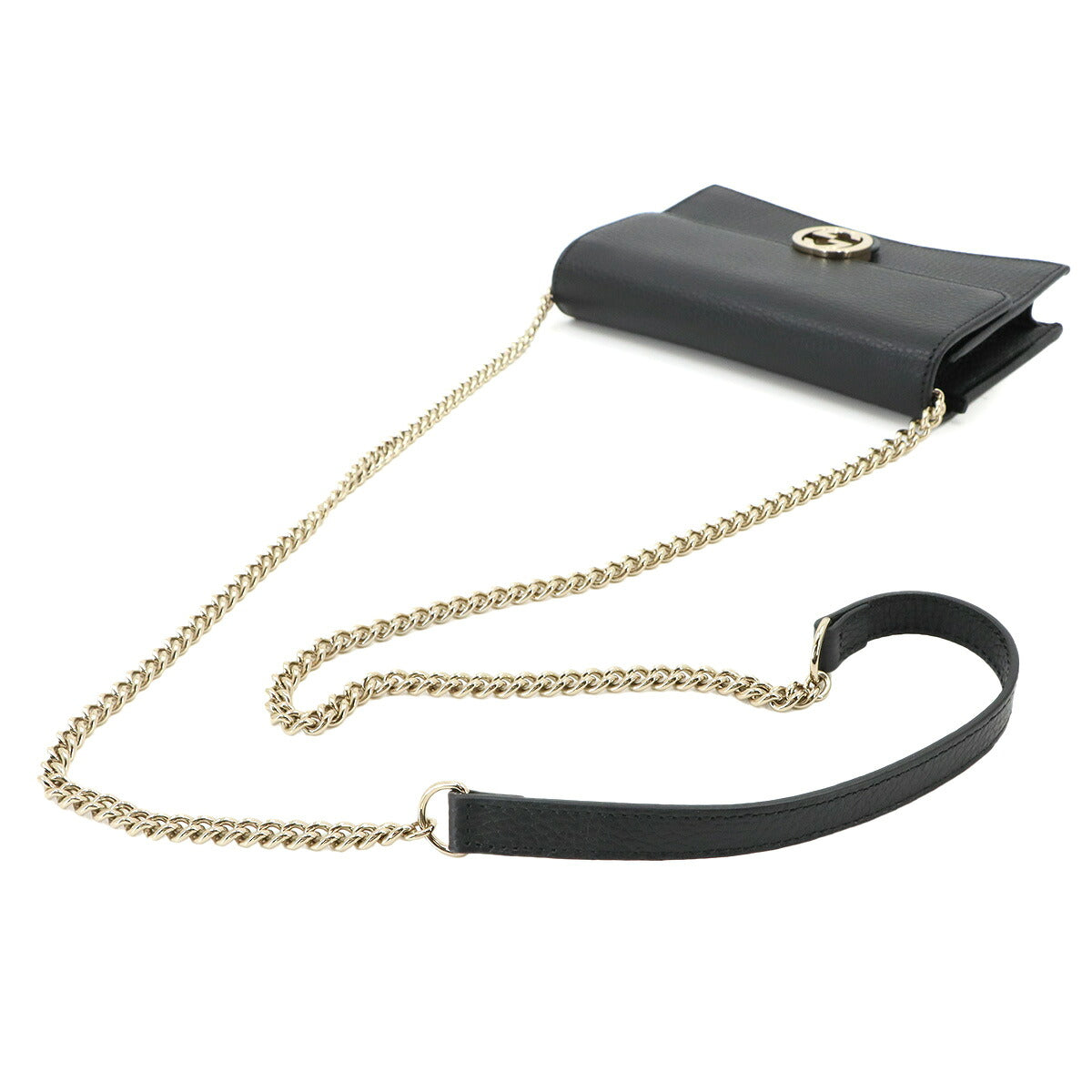 Interlocking G Chain Wallet Leather Black 615523