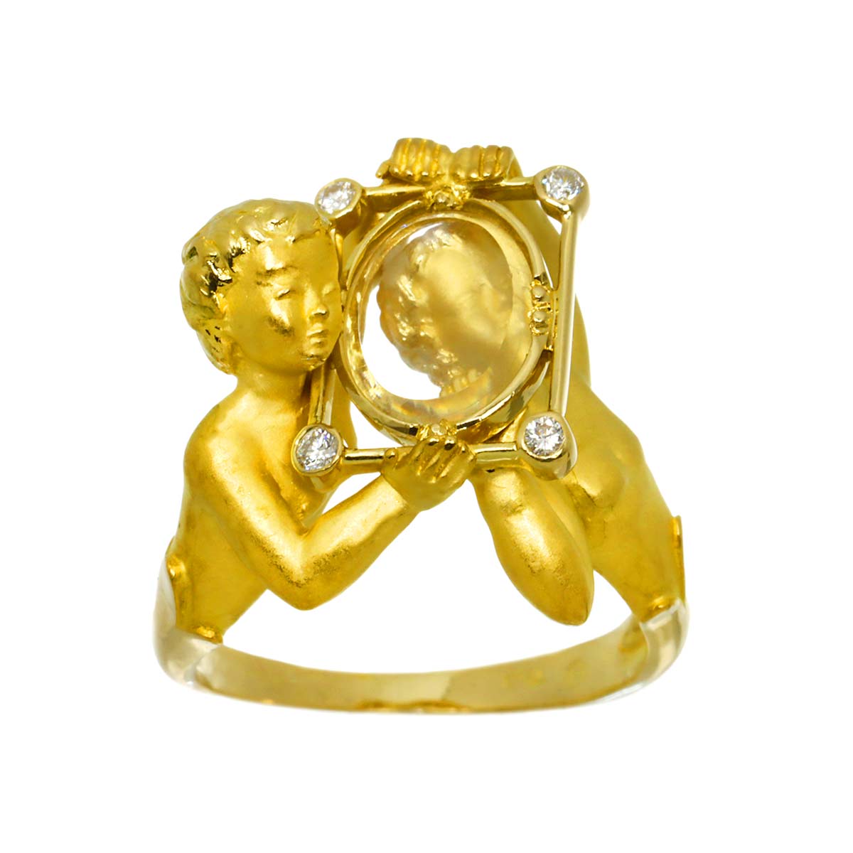 crystal Ring K18 YG 750 Size7.25(US)