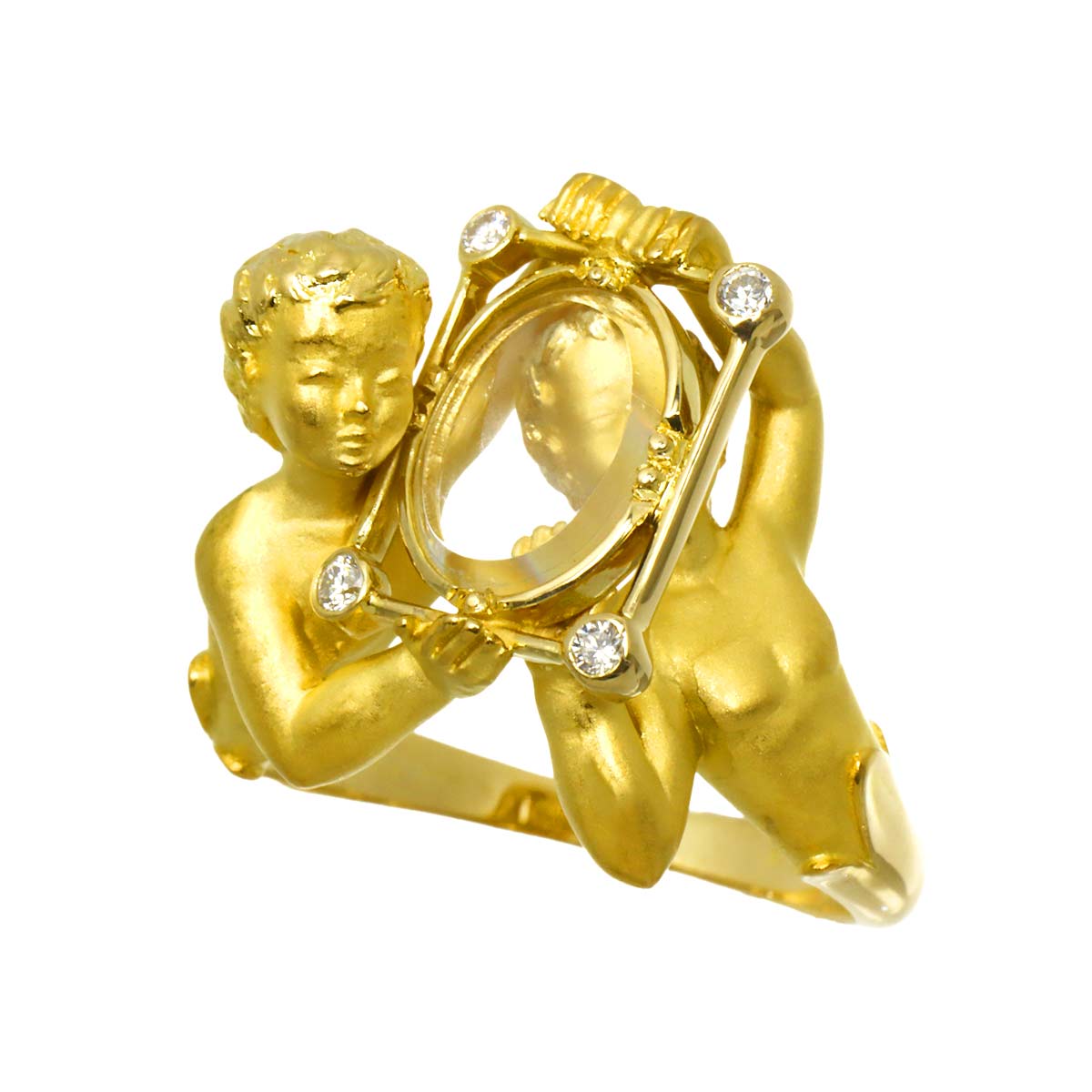 crystal Ring K18 YG 750 Size7.25(US)