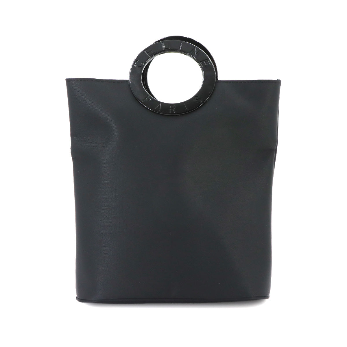 Circle Handle Mini Hand Bag Nylon Black Vintage Purse
