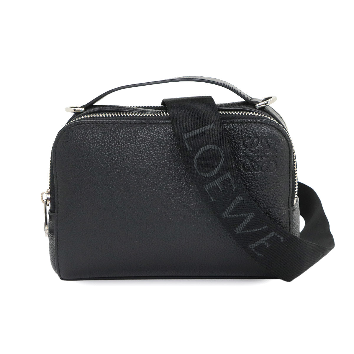 Mini Crossbody Camera Bag Hand Shoulder Bag Leather Black Anagram
