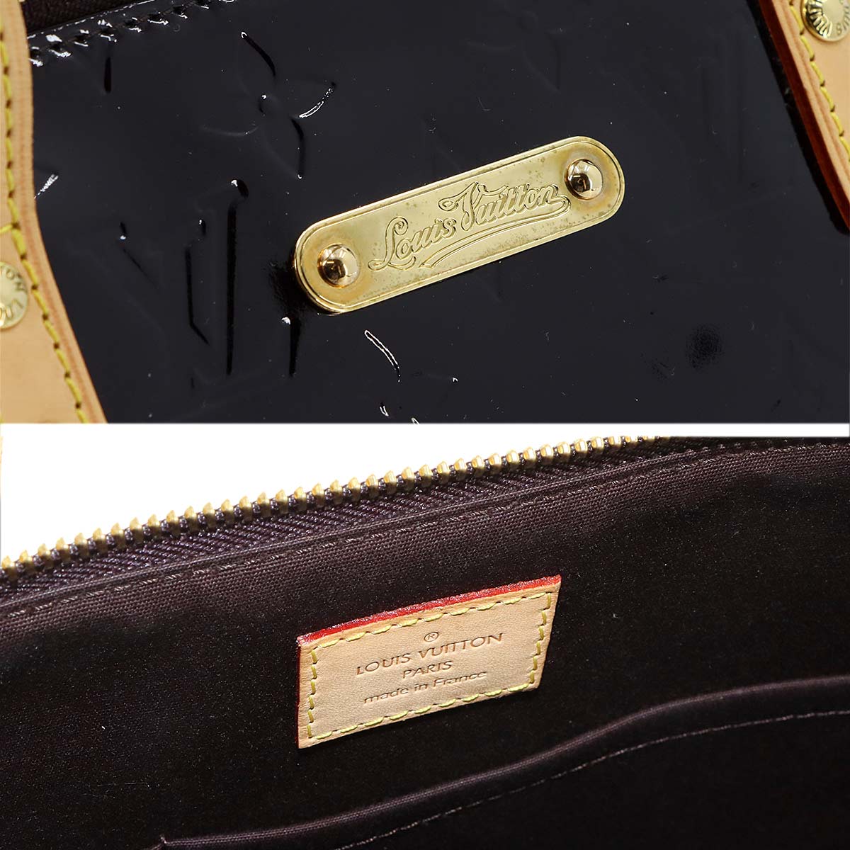 Monogram Vernis Bellevue PM Tote Bag Enamel Amarante