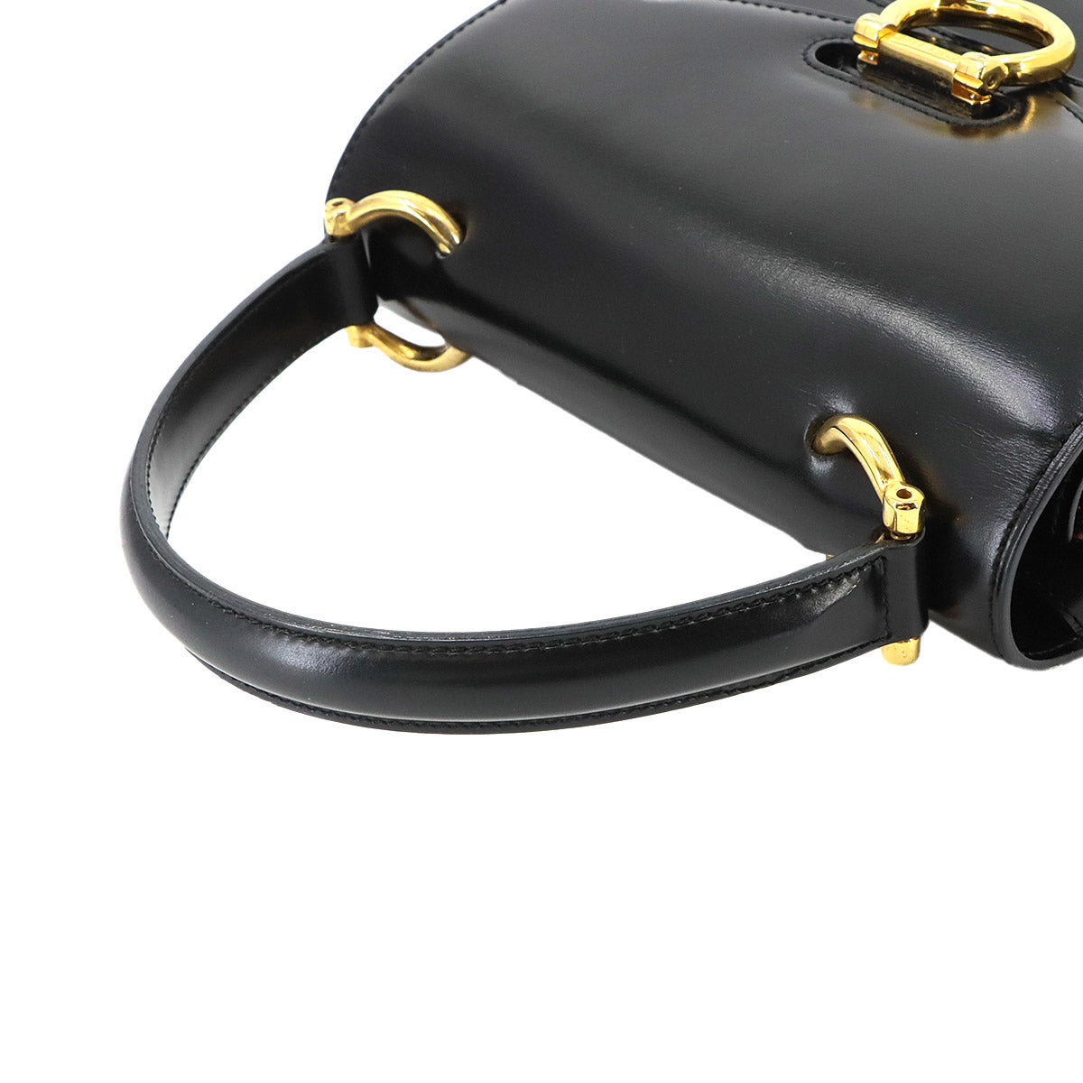 W Flap Hand Bag Leather Black Vintage Purse