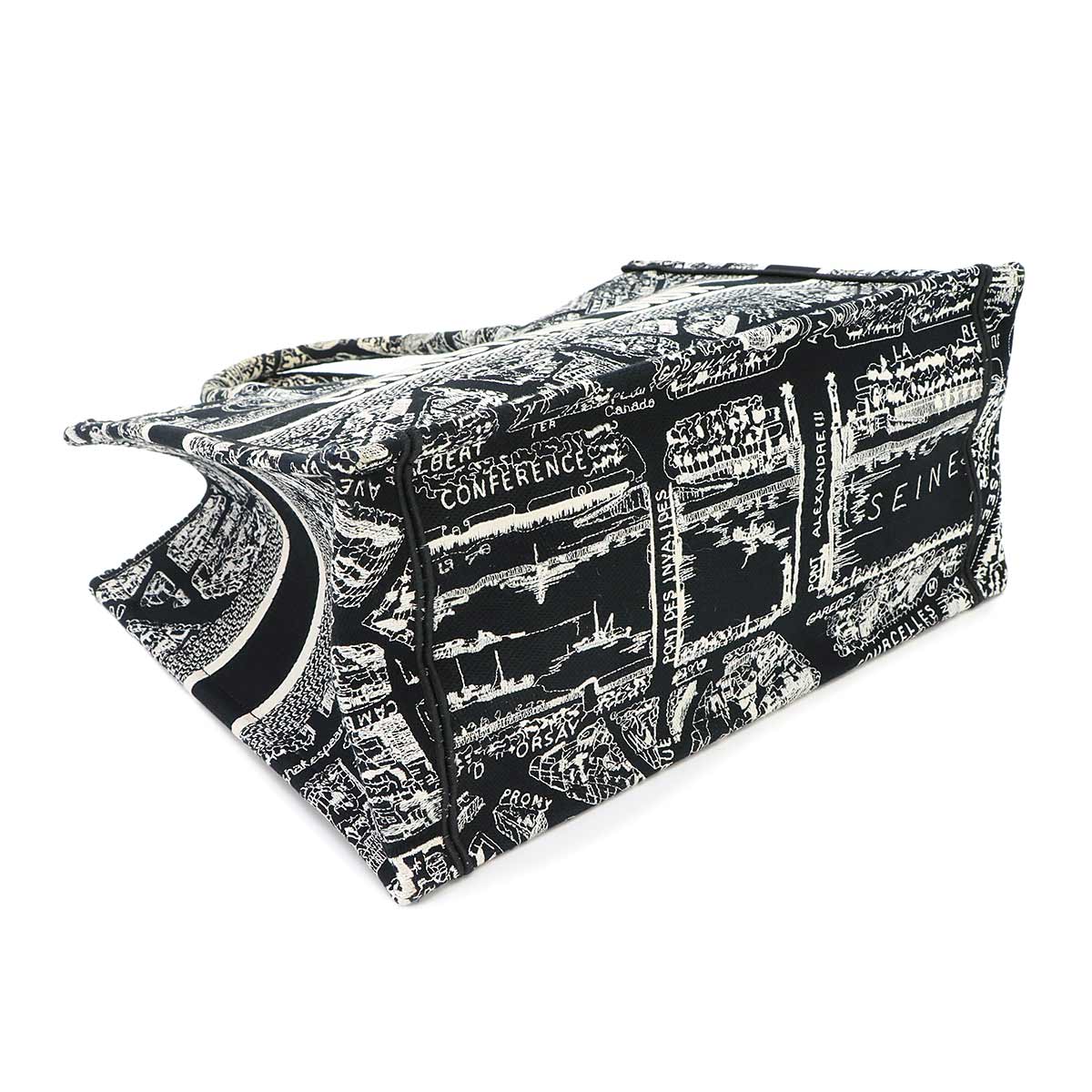 Plan de Paris Book Tote Bag Medium Canvas Black White