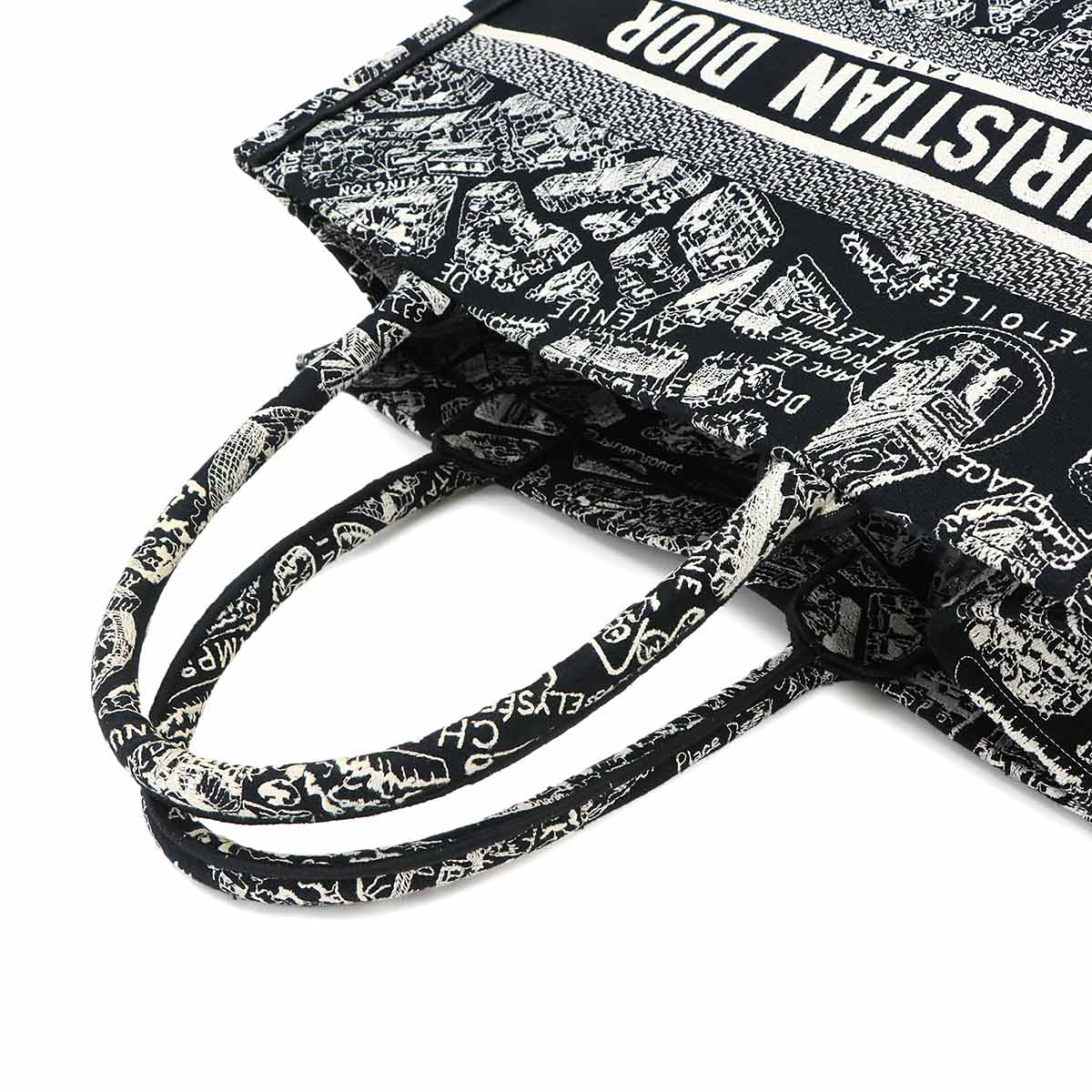 Plan de Paris Book Tote Bag Medium Canvas Black White