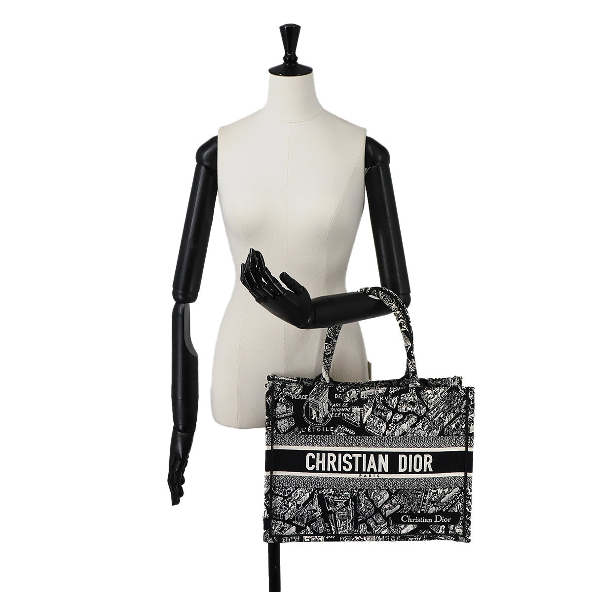 Plan de Paris Book Tote Bag Medium Canvas Black White