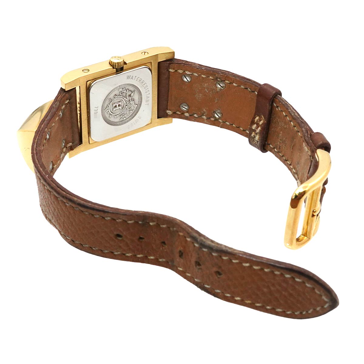 Medor Vintage pyramid Gold studs Quartz White Dial Ladies