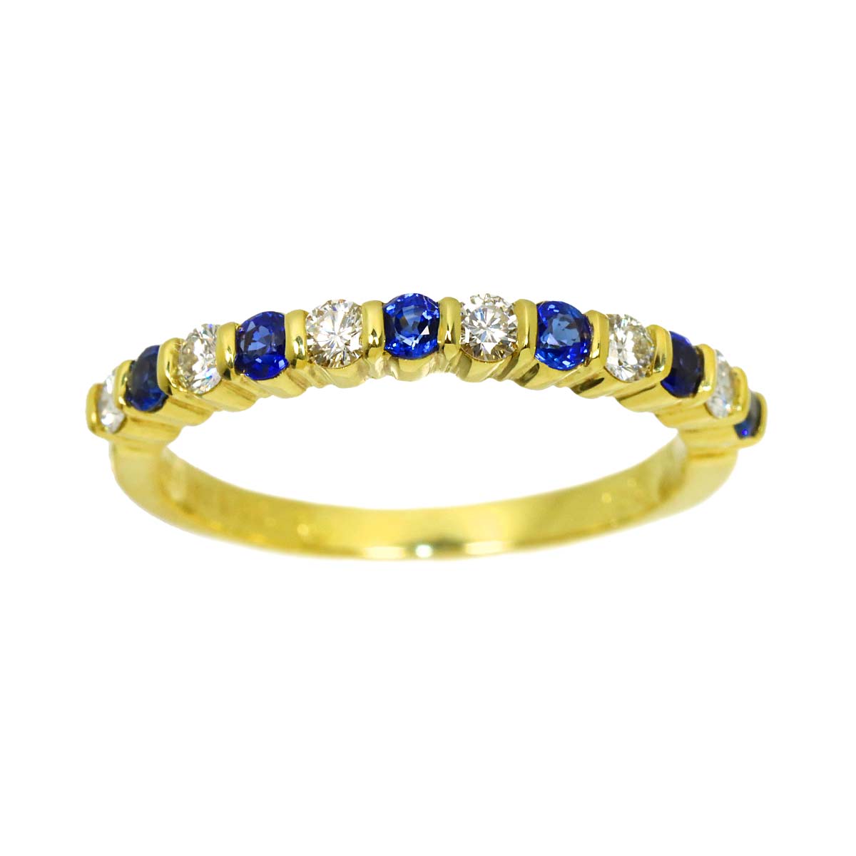 Sapphire Diamond Ring 18K YG 750 size6(US)