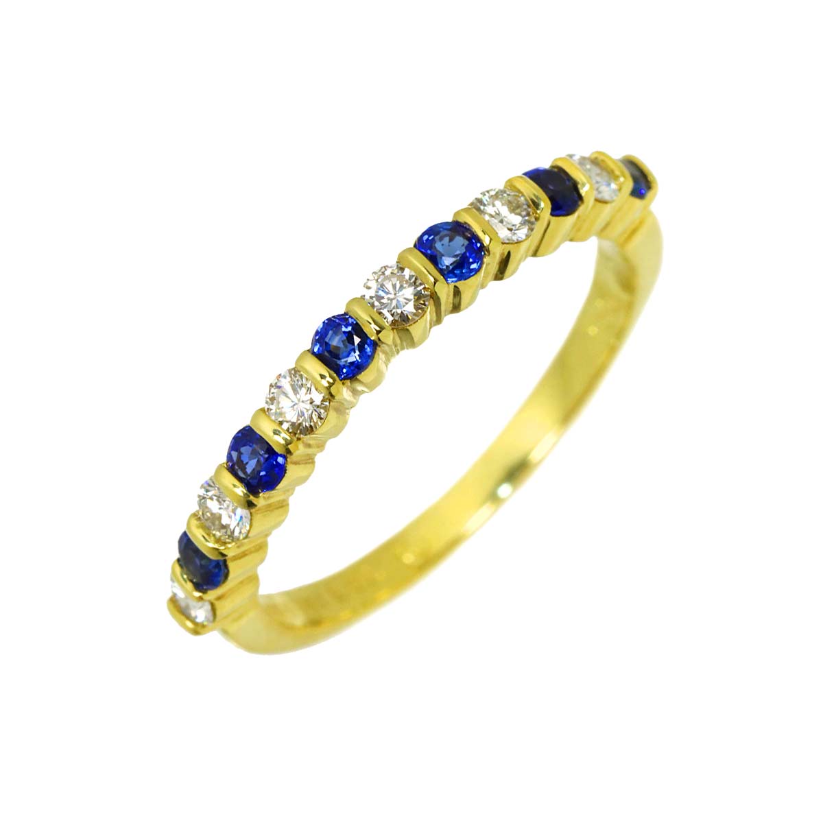 Sapphire Diamond Ring 18K YG 750 size6(US)