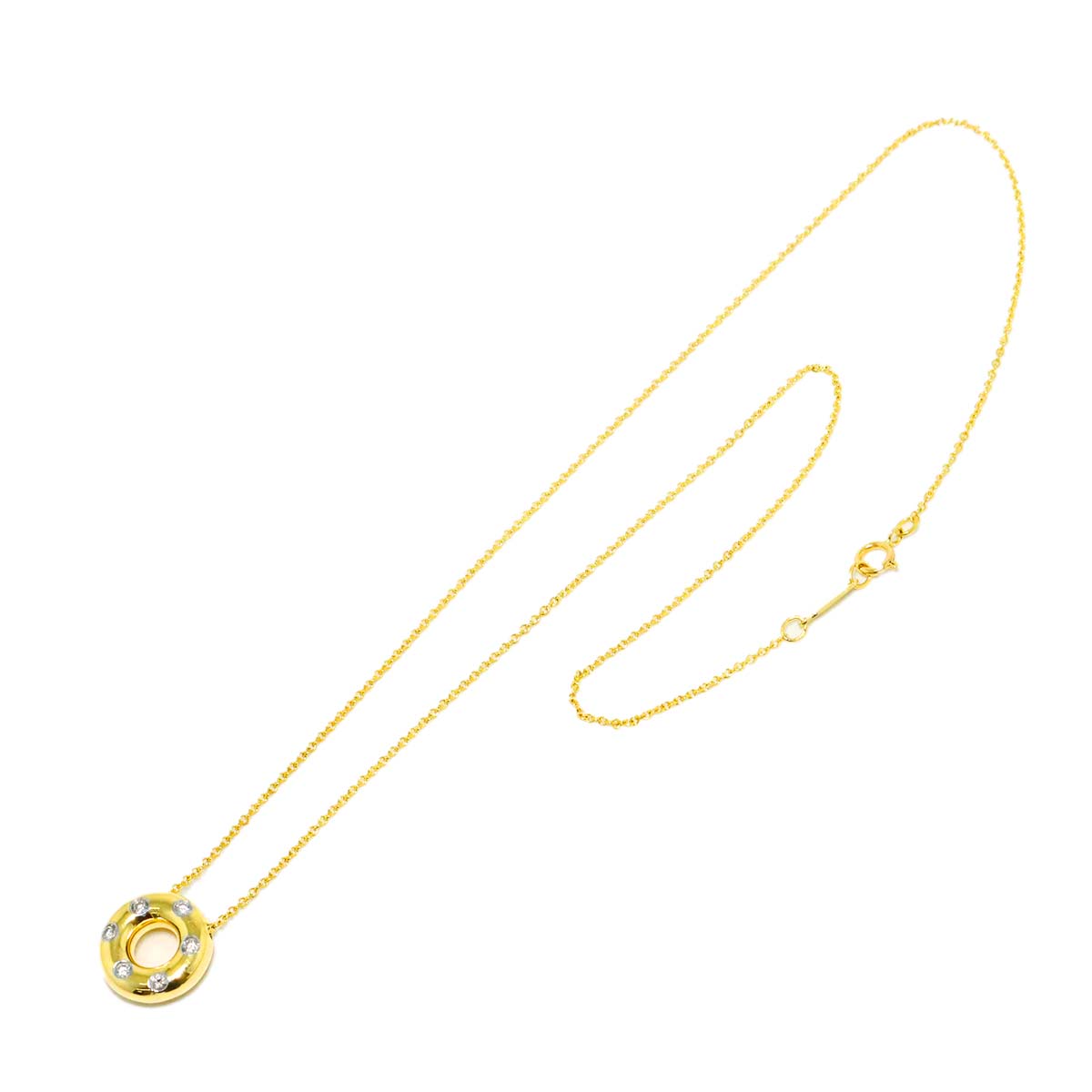 Dots Circle Diamond Necklace 18K Yellow Gold 750 Pt