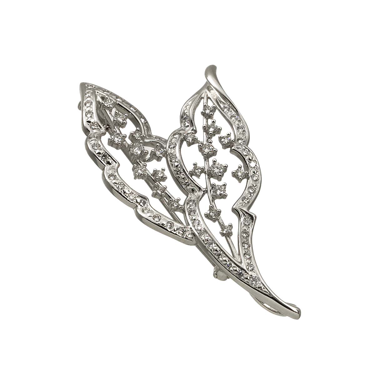 Diamond 0.97ct Brooch 18K White Gold 750