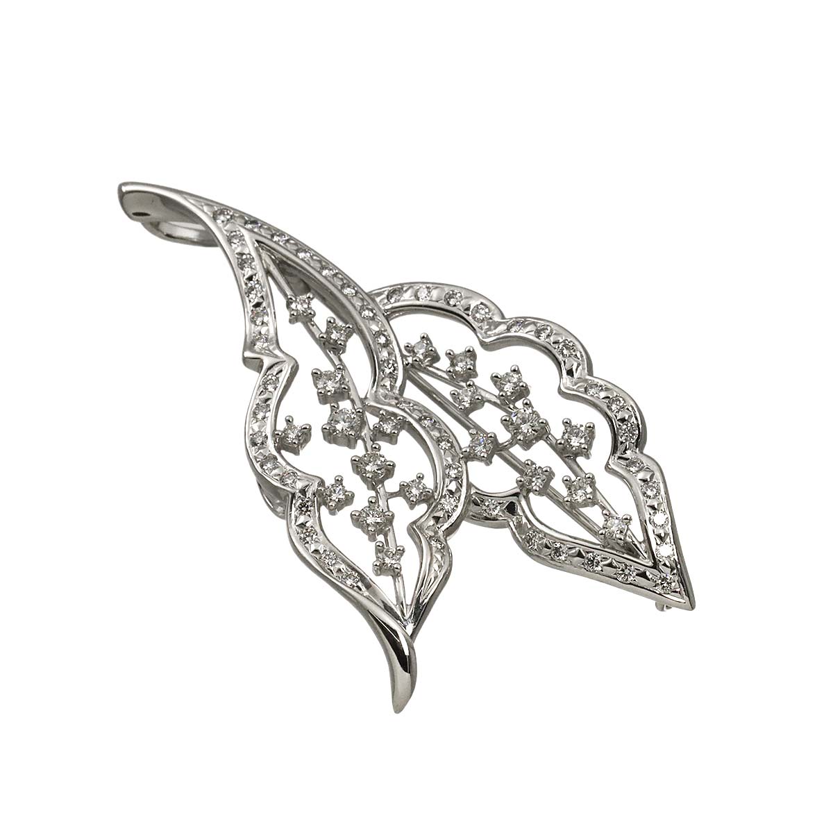 Diamond 0.97ct Brooch 18K White Gold 750