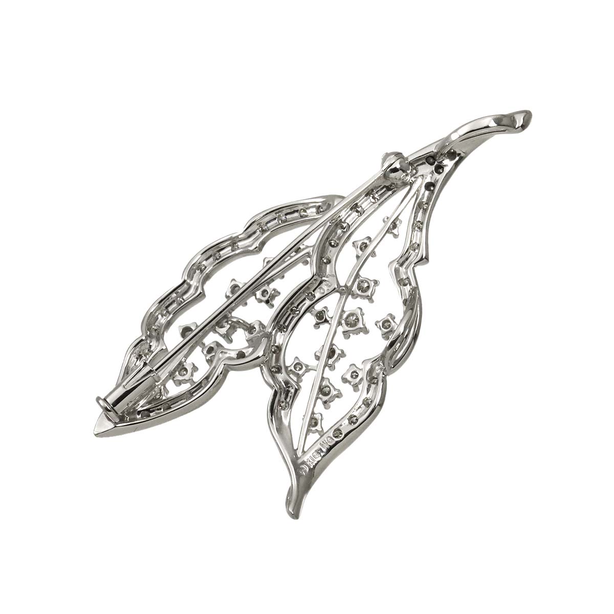 Diamond 0.97ct Brooch 18K White Gold 750