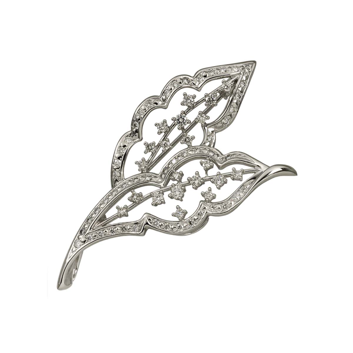 Diamond 0.97ct Brooch 18K White Gold 750