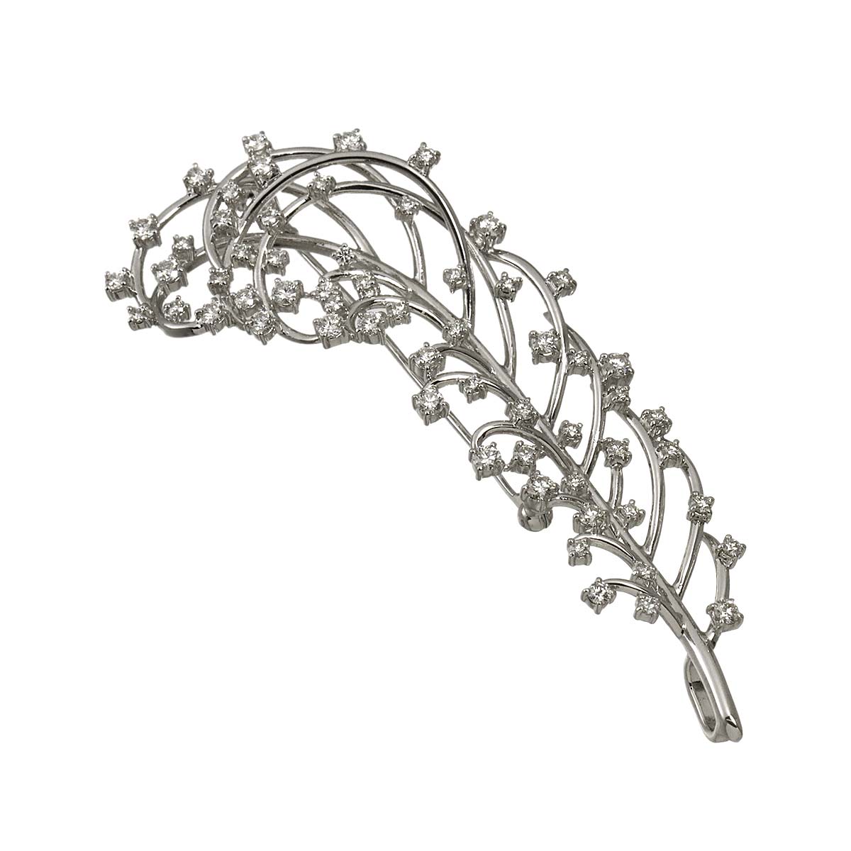Diamond 1.73ct Brooch 18K White Gold 750