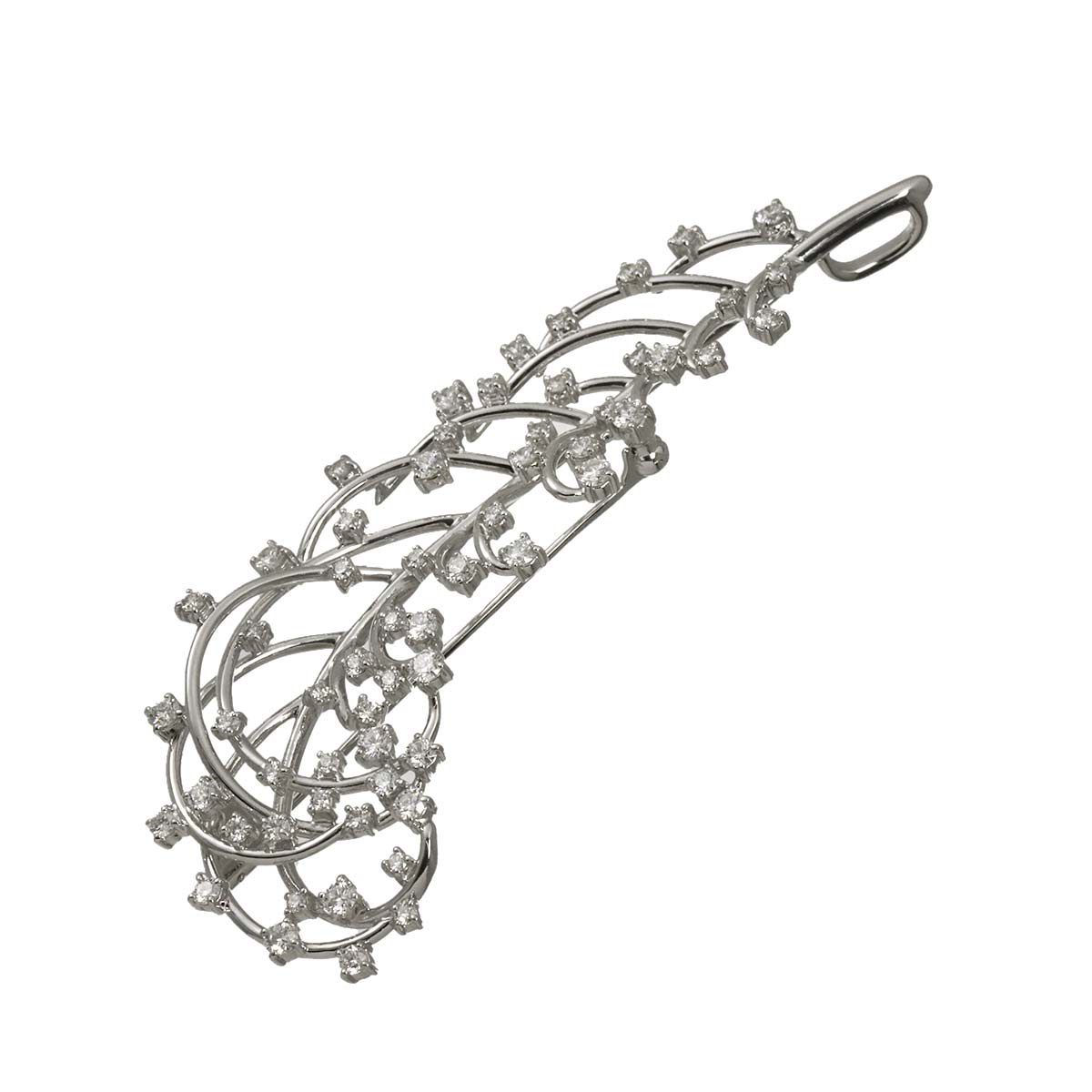 Diamond 1.73ct Brooch 18K White Gold 750