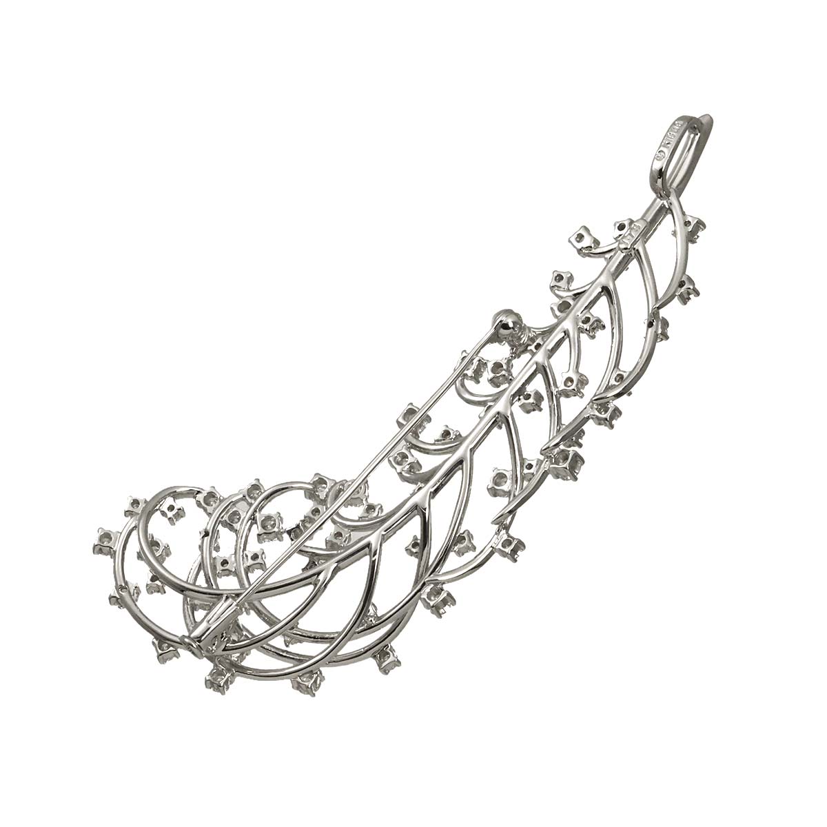 Diamond 1.73ct Brooch 18K White Gold 750
