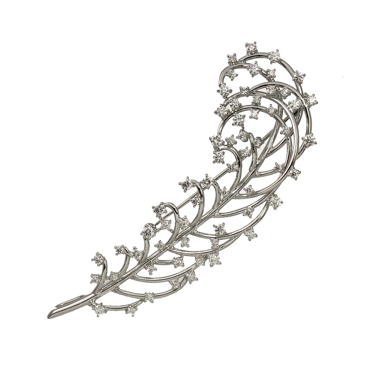 Diamond 1.73ct Brooch 18K White Gold 750