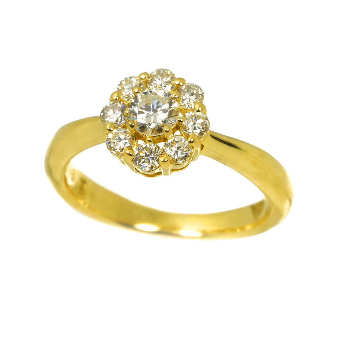 Diamond 0.51ct Ring 18K YG Yellow Gold 750 4.5(US)