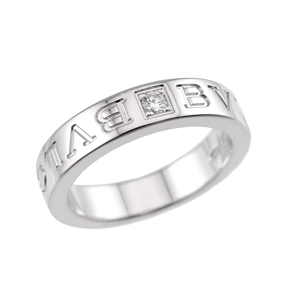 Double Logo Diamond Ring 18K White Gold 750 4.5-4.75(US)