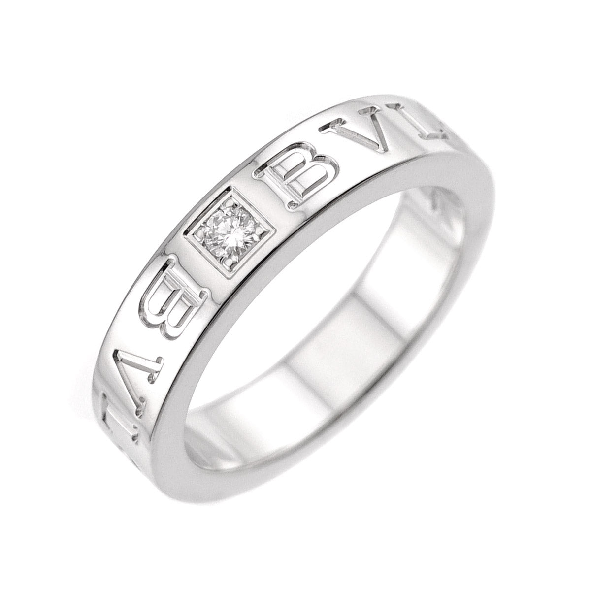 Double Logo Diamond Ring 18K White Gold 750 4.5-4.75(US)