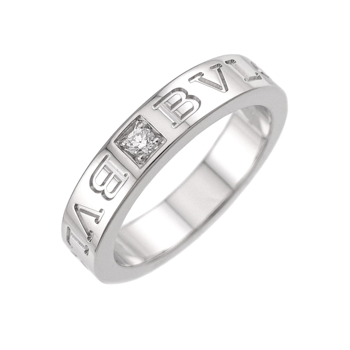 Double Logo Diamond Ring 18K White Gold 750 5.25(US)