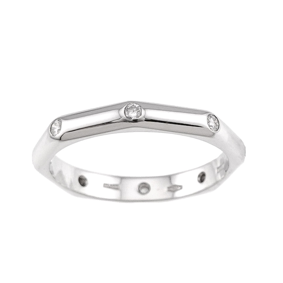 Octagonal Diamond Ring 18K WG 750 size7.25(US)