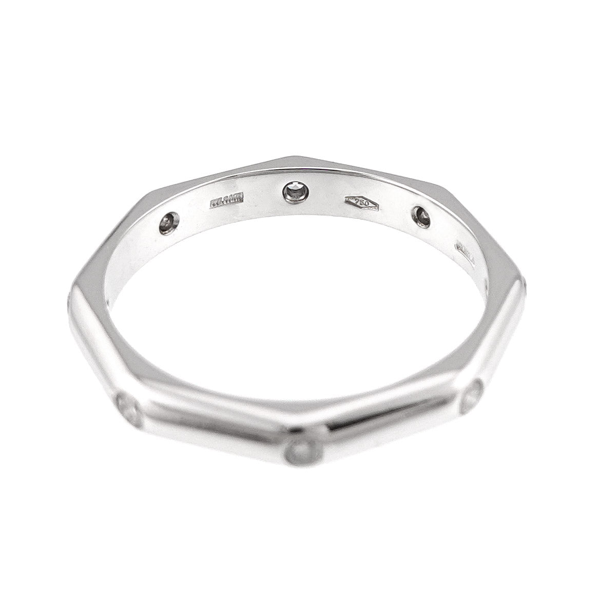 Octagonal Diamond Ring 18K WG 750 size7.25(US)