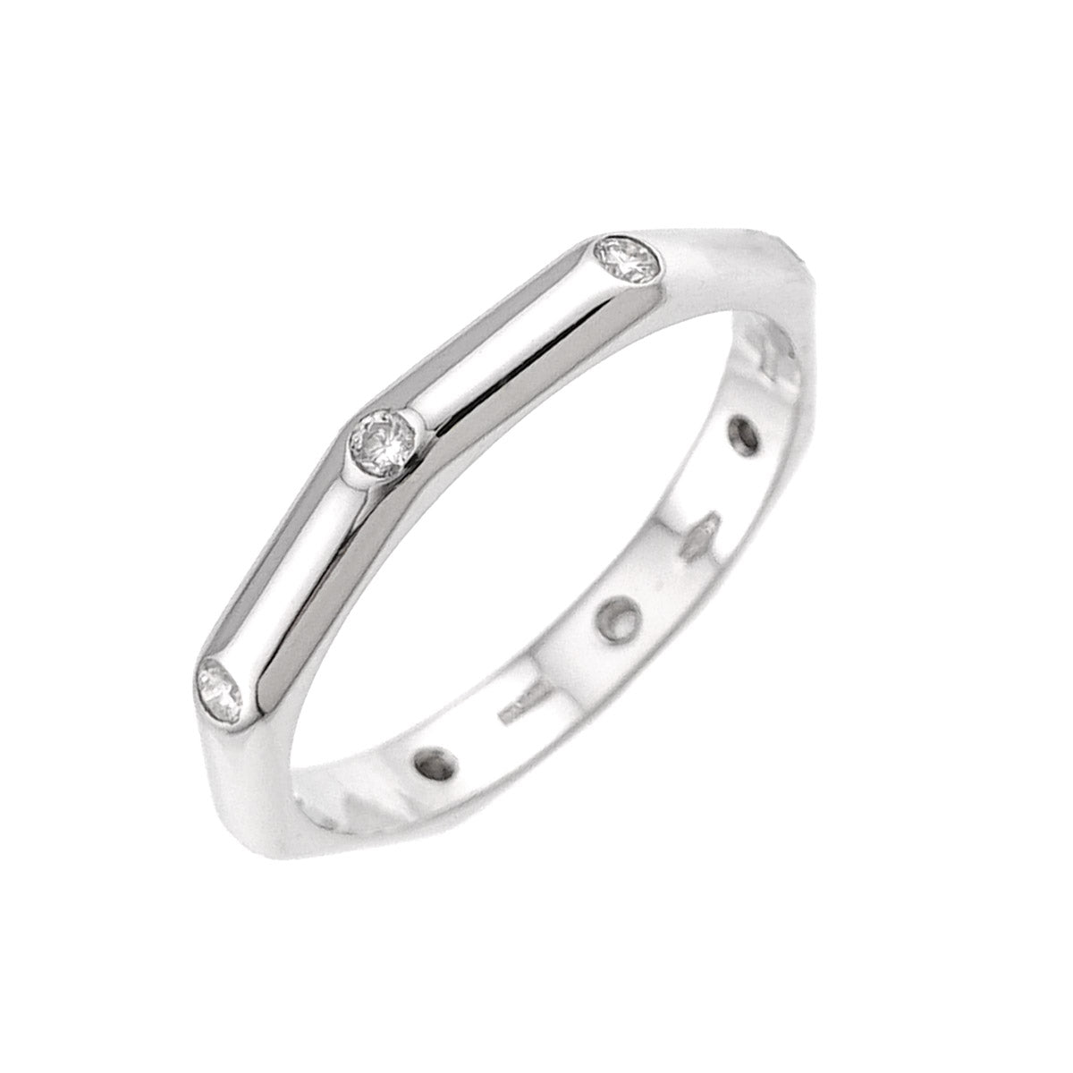Octagonal Diamond Ring 18K WG 750 size7.25(US)