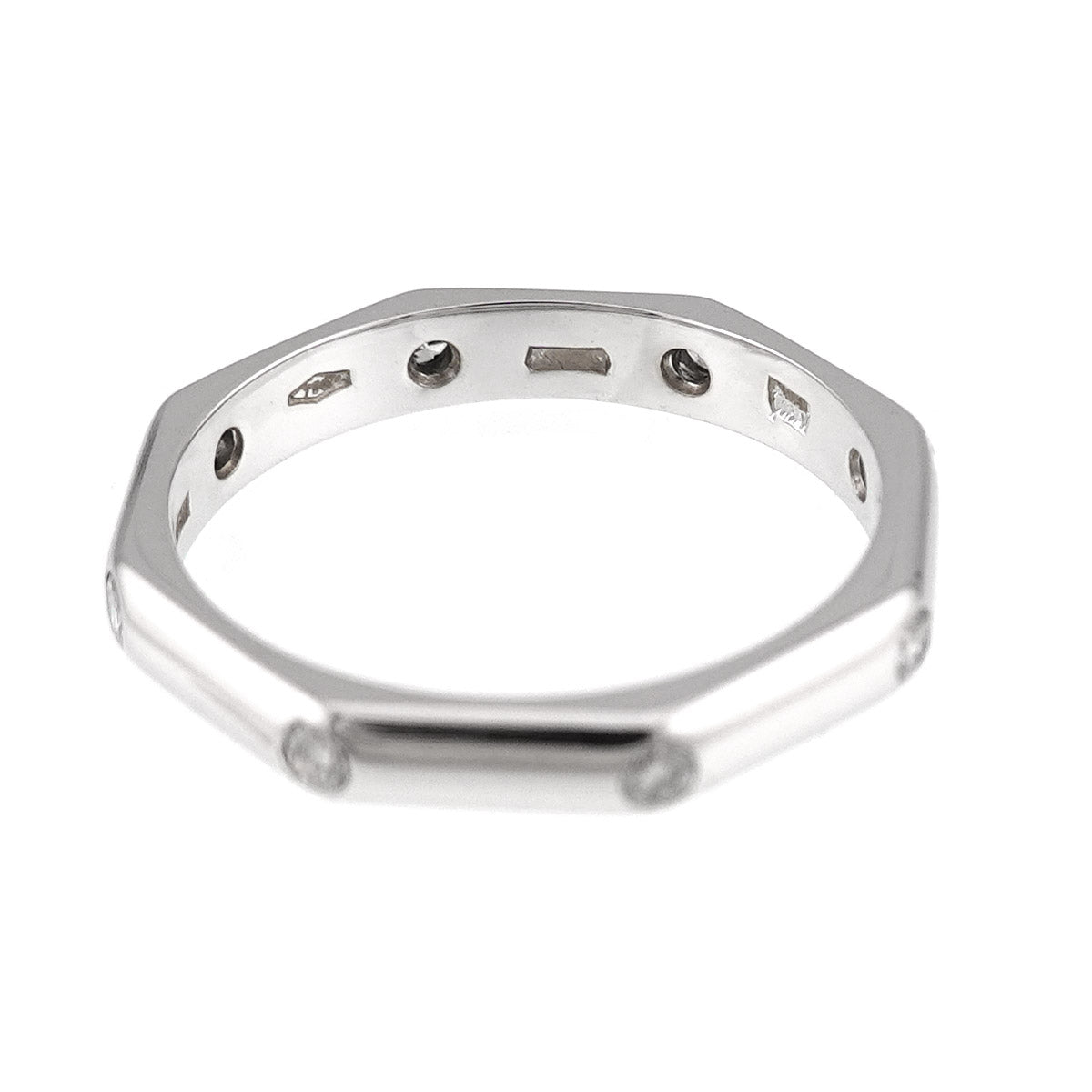 Octagonal Diamond Ring 18K WG 750 size4.5-4.75(US)