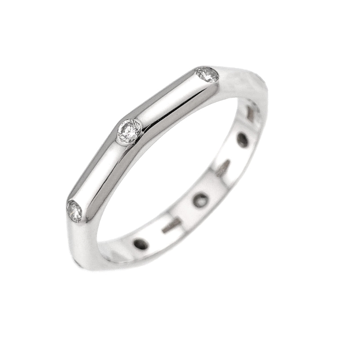 Octagonal Diamond Ring 18K WG 750 size4.5-4.75(US)