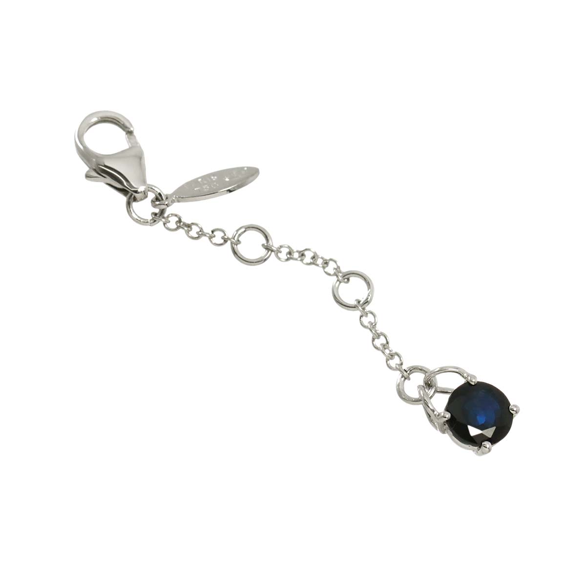 Sapphire Charm Pendant Top 18K White Gold 750