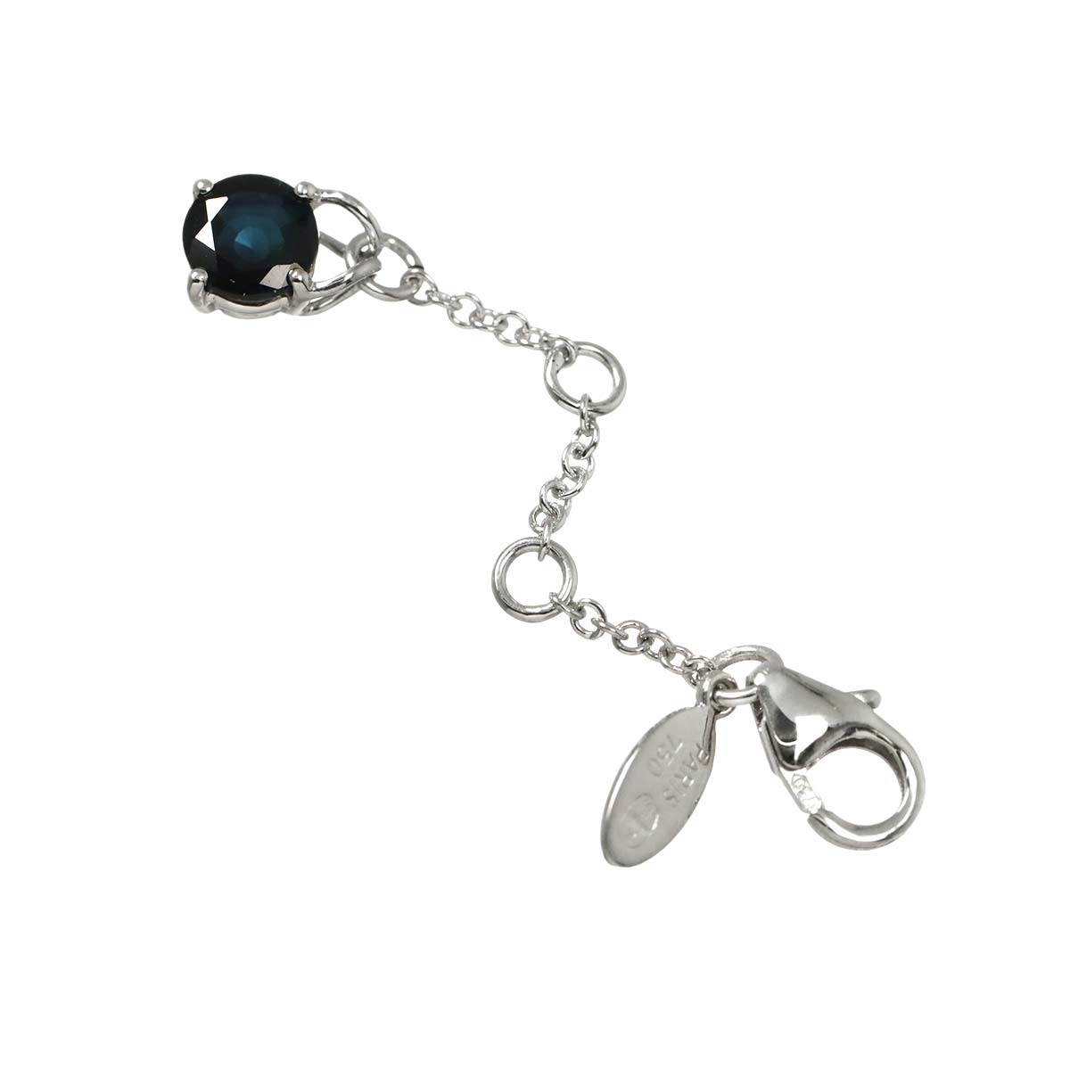 Sapphire Charm Pendant Top 18K White Gold 750