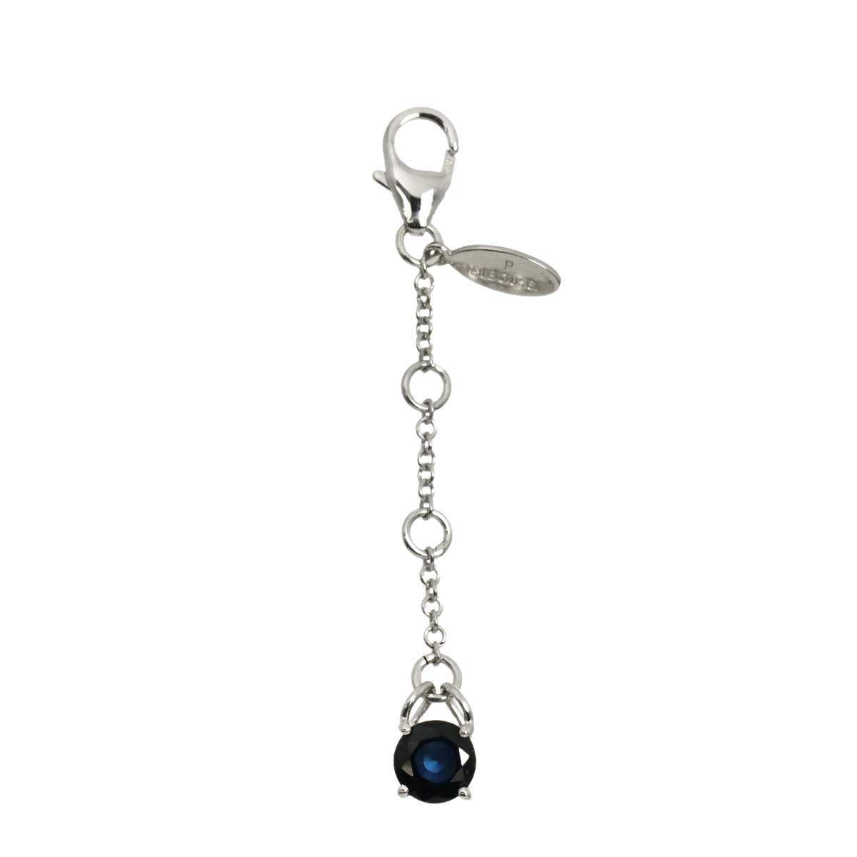Sapphire Charm Pendant Top 18K White Gold 750