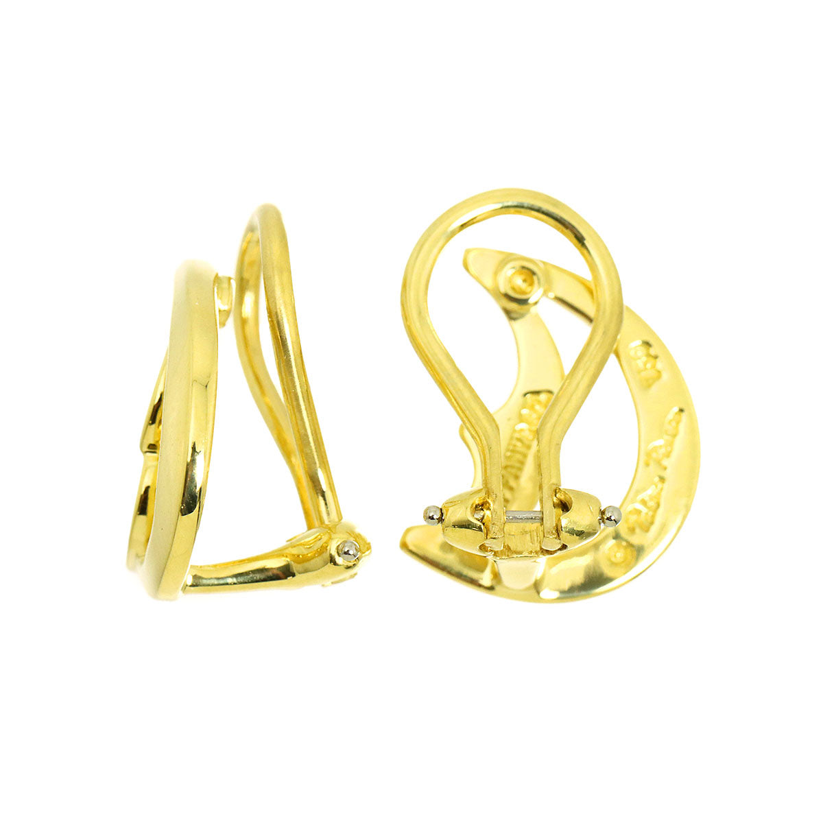 Crescent moon Earrings Clip-on 18K Yellow Gold 750