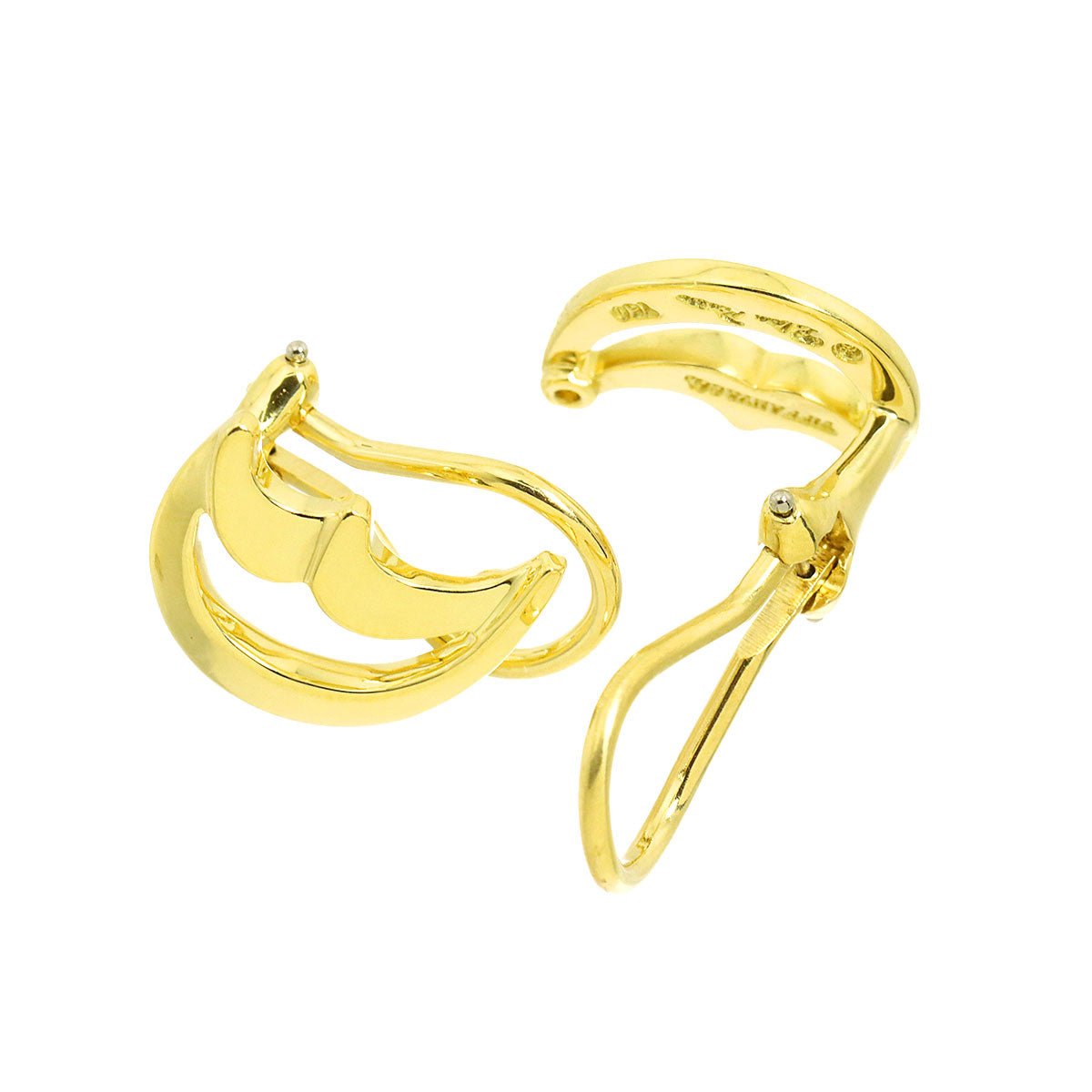 Crescent moon Earrings Clip-on 18K Yellow Gold 750