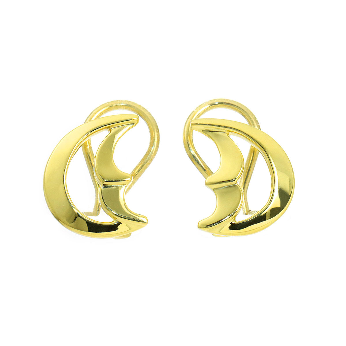 Crescent moon Earrings Clip-on 18K Yellow Gold 750